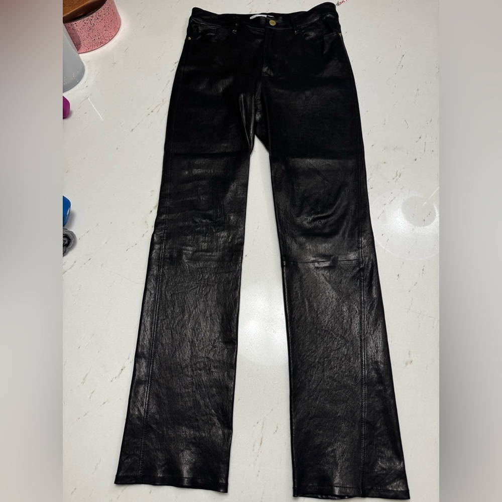 FRAME LEATHER PANTS LE SYLVIE SLENDER STRAIGHT. SIZE 29. 🖤